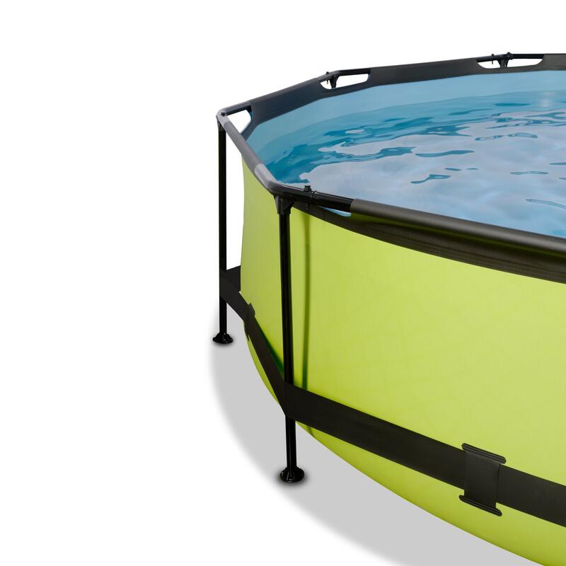 Wood Zwembad ø300x76cm met overkapping en filterpomp