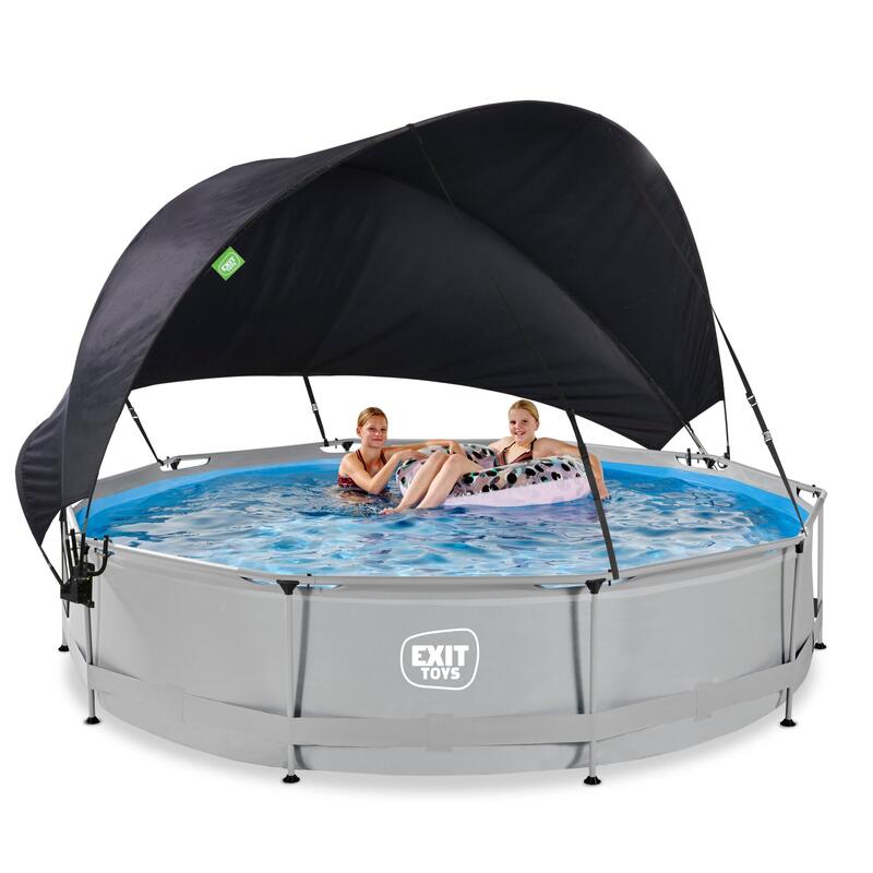 Piscine ø360x76cm avec voile d'ombrage et pompe filtrante