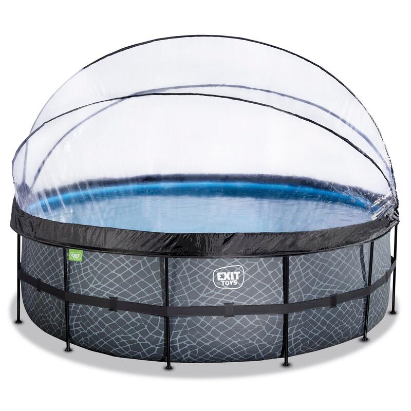 Piscine couverte ø450x122cm avec pompe filtrante à sable et &