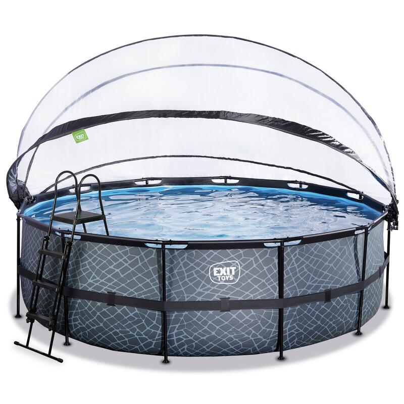 Piscine couverte ø450x122cm avec pompe filtrante à sable