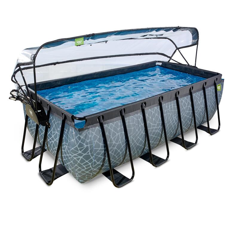 Piscine couverte 400x200x122cm avec pompe filtrante à sable et &agra