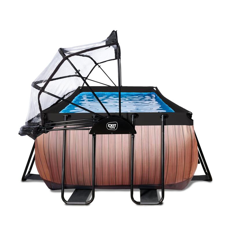 Pool Wood 400x200cm mit Abdeckung und Sandfilterpumpe