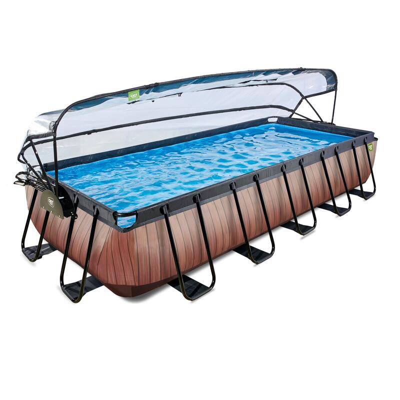 Piscine couverte Wood 540x250cm avec pompe filtrante à sable