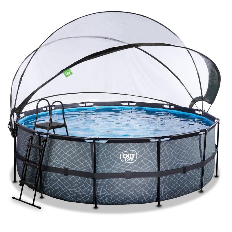 Piscine couverte ø427x122cm avec pompe filtrante à sable et &