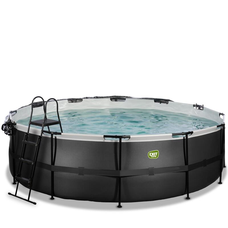 Piscine couverte ø488x122cm avec pompe filtrante à sable et &