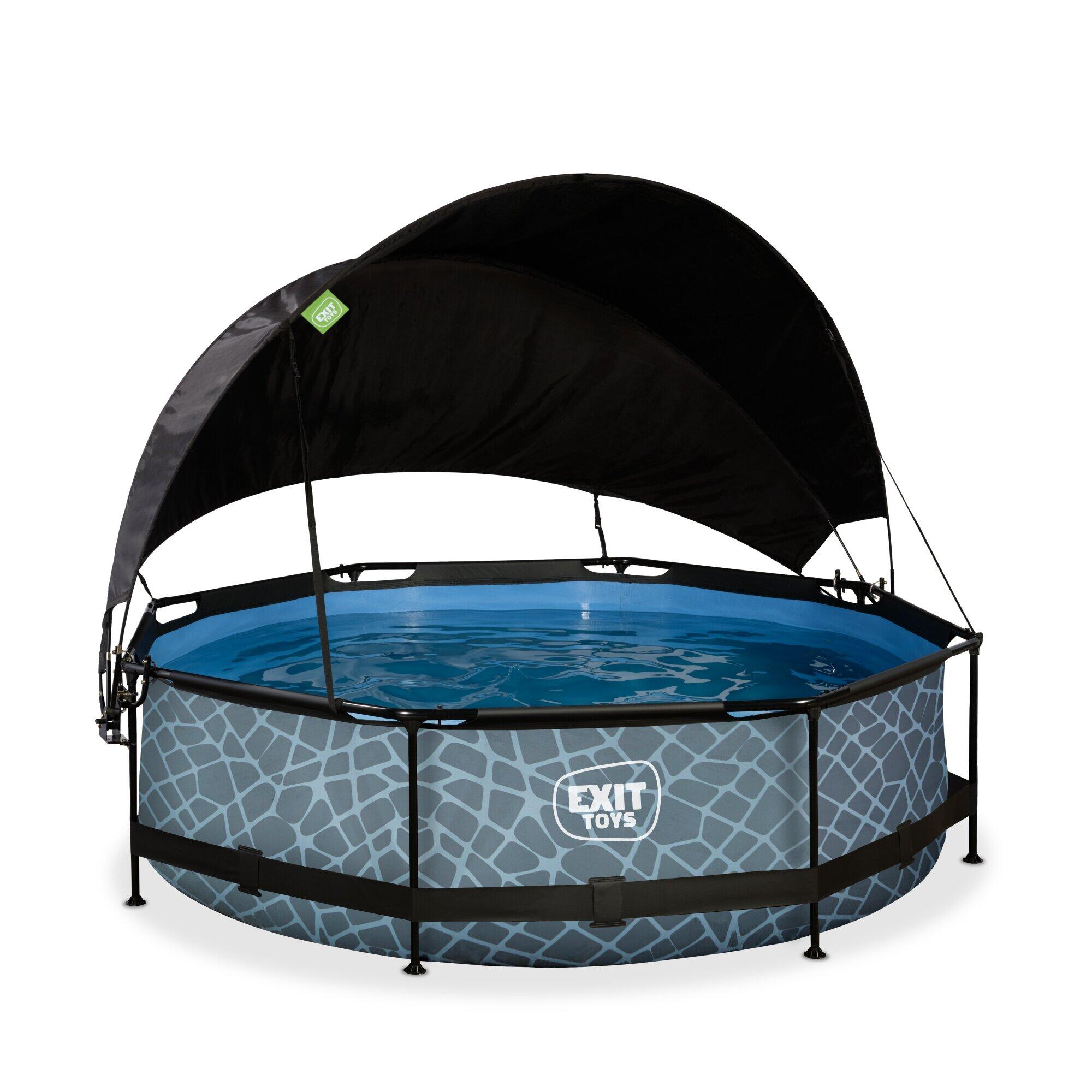 Exit Toys - Piscine Ø300x76cm Avec Voile D'Ombrage Et Pompe Filtrante - Piscine - Gris - No Size - Decathlon