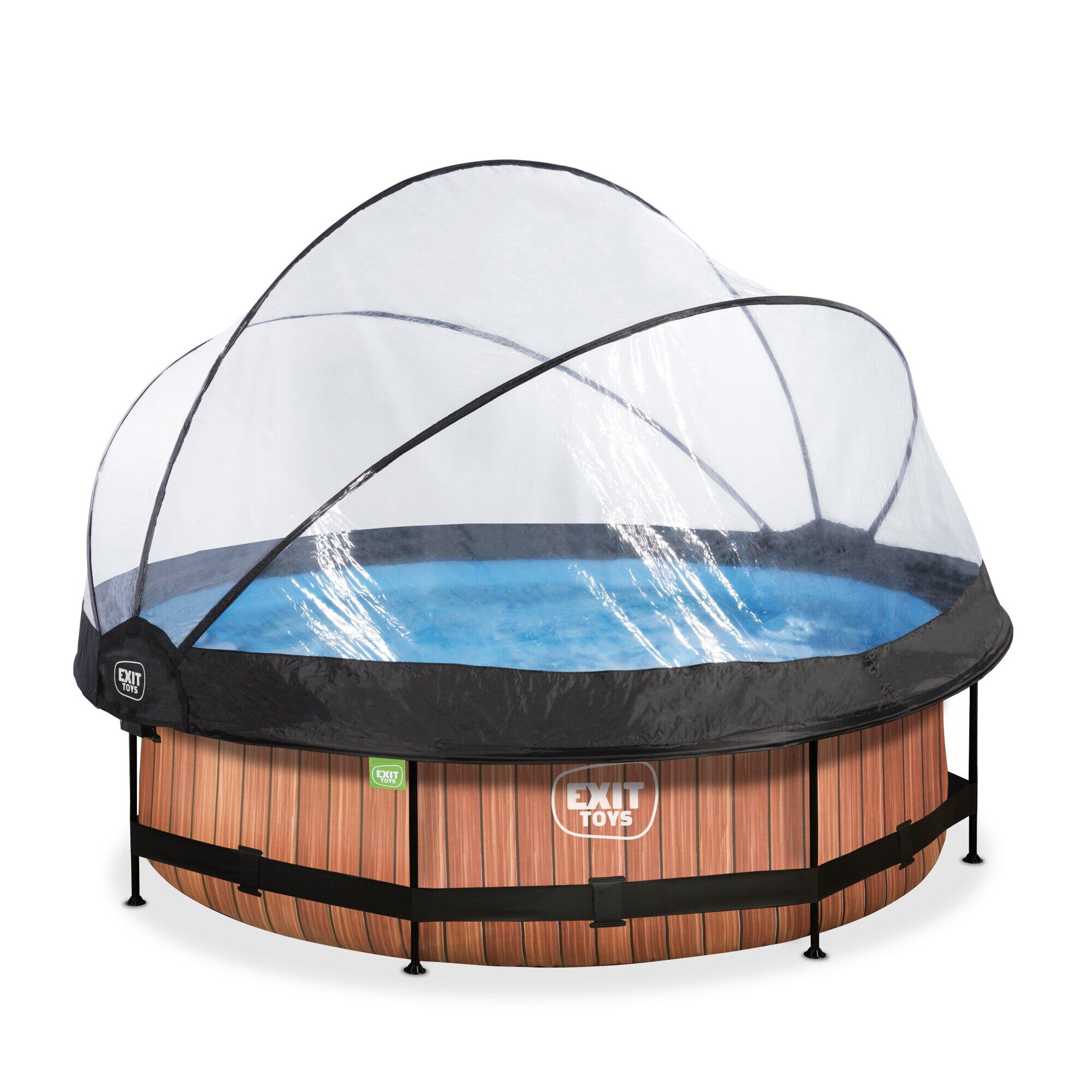 Exit Toys - Piscine Couverte Wood Ø300x76cm Avec Pompe Filtrante - Piscine - Marron - No Size - Decathlon