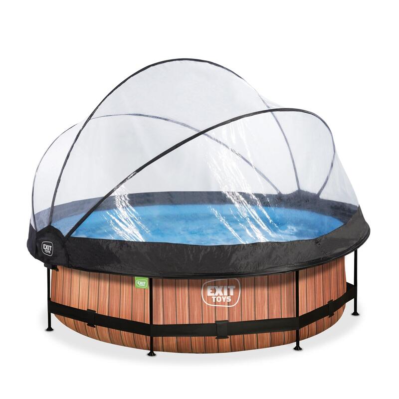 Piscine couverte Wood ø300x76cm avec pompe filtrante