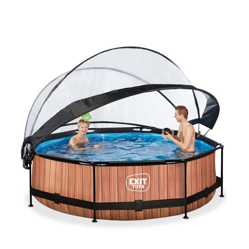 Wood Pool ø300x76cm mit Abdeckung und Filterpumpe