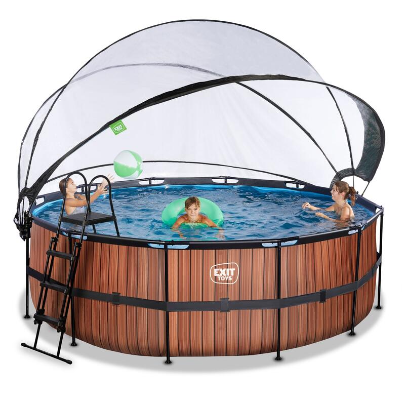 Piscine couverte ø427x122cm avec pompe filtrante à sable