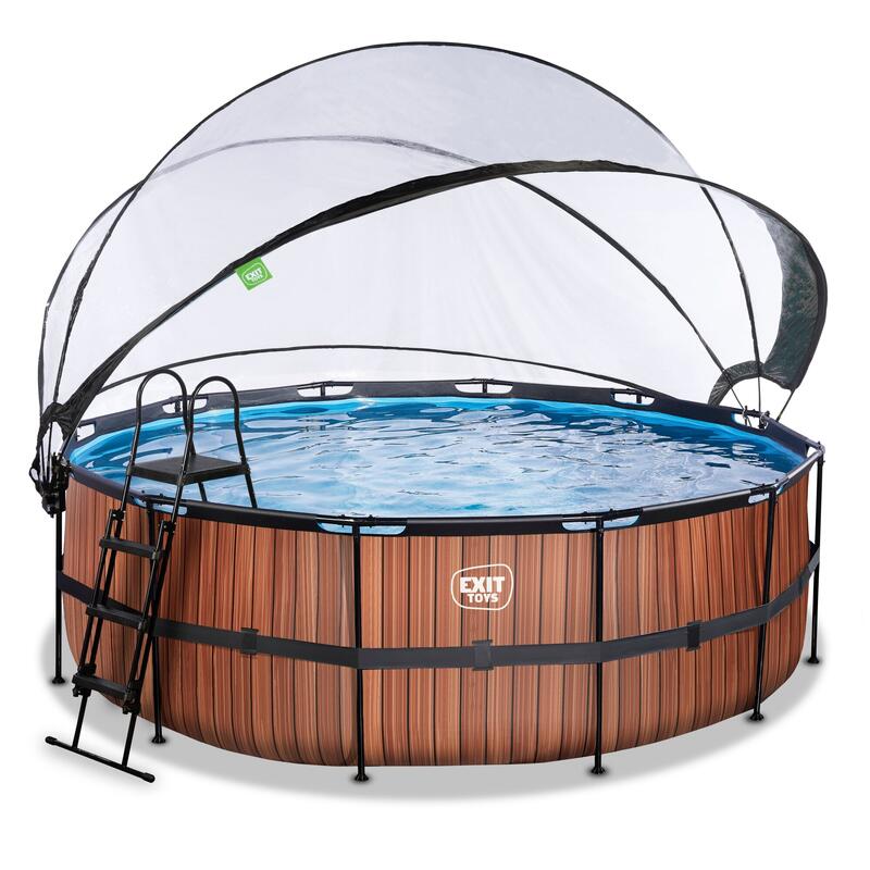 Piscine couverte ø427x122cm avec pompe filtrante à sable