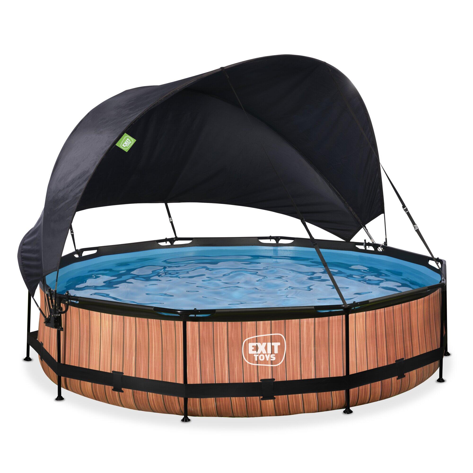 Exit Toys - Piscine Ø360x76cm Avec Voile D'Ombrage Et Pompe Filtrante - Piscine - Marron - No Size - Decathlon