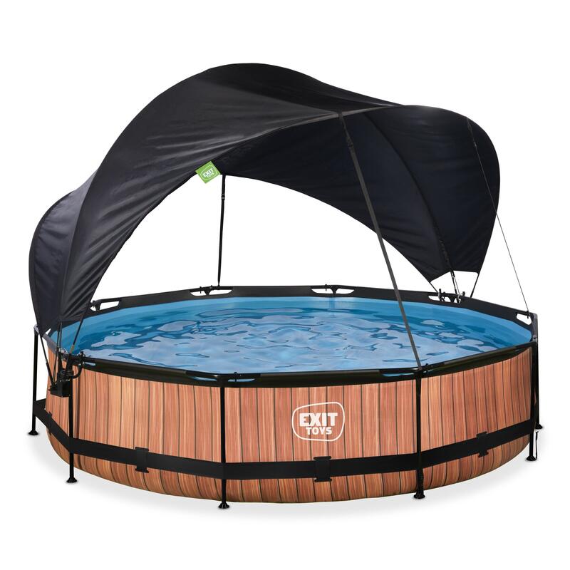 Piscine ø360x76cm avec voile d'ombrage et pompe filtrante