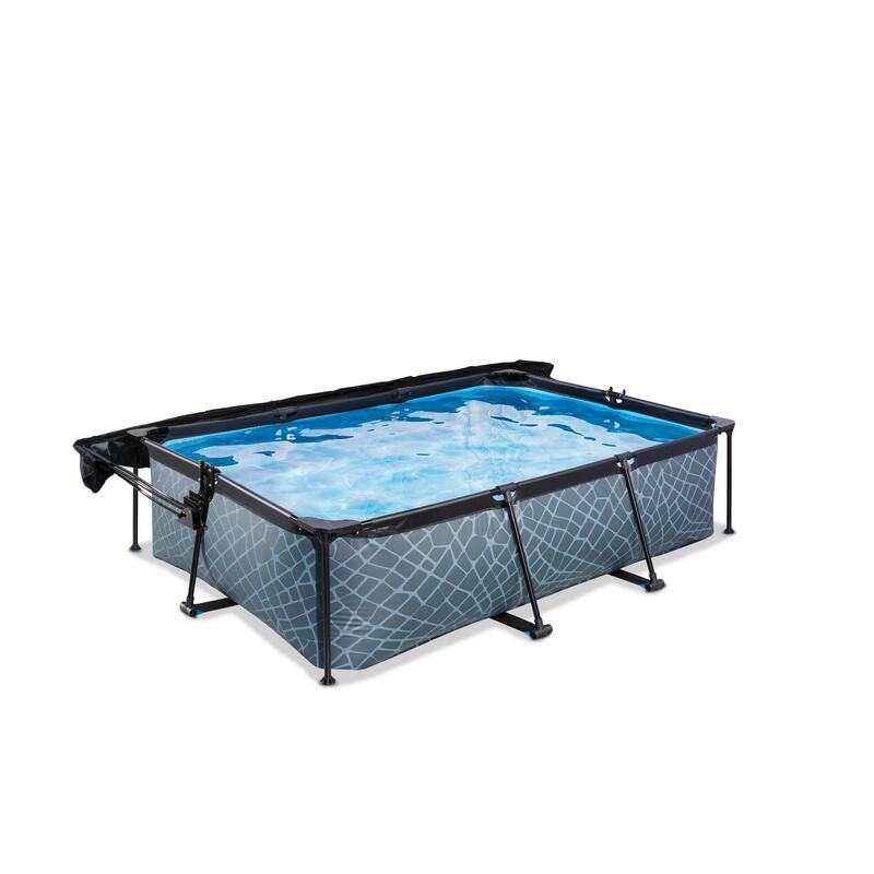 Piscine 220x150x65cm avec voile d'ombrage et pompe filtrante