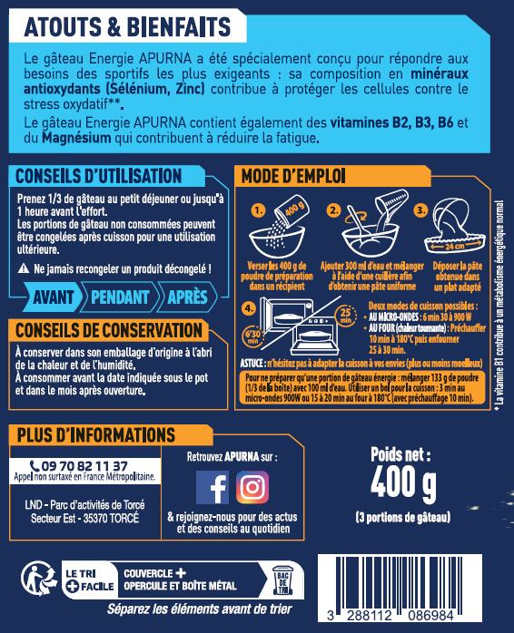 Gâteau Energie Moelleux Nature - 400g 3/4