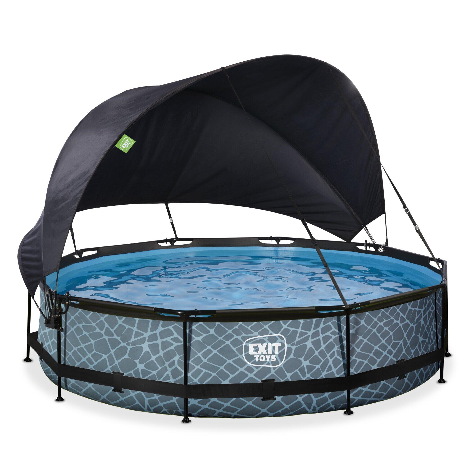 Exit Toys - Piscine Ø360x76cm Avec Voile D'Ombrage Et Pompe Filtrante - Piscine - Gris - No Size - Decathlon
