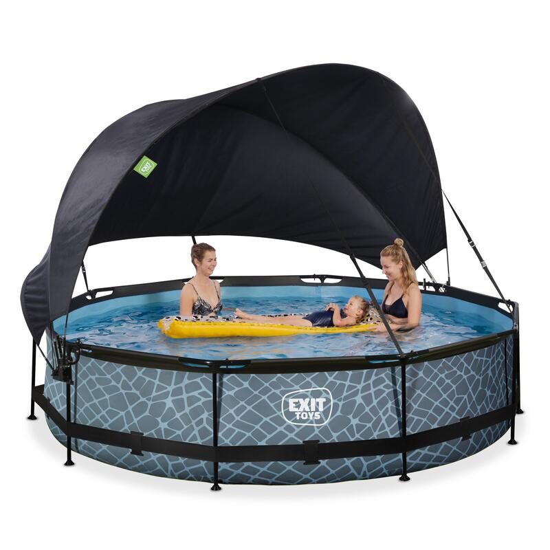 Piscine ø360x76cm avec voile d'ombrage et pompe filtrante