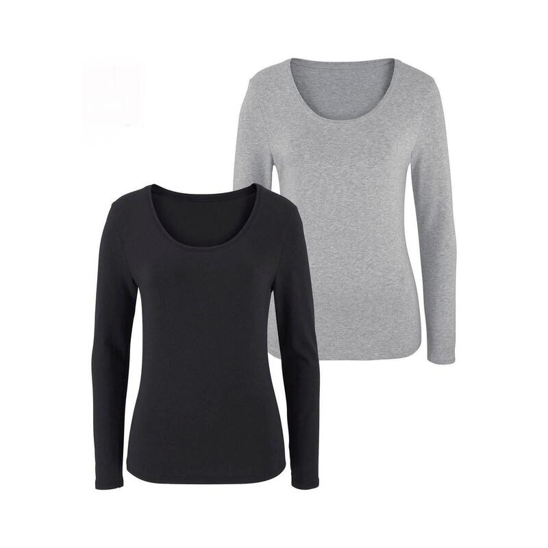 Vivance Langarmshirts (2 Stück) aus Baumwoll-Stretch für Damen