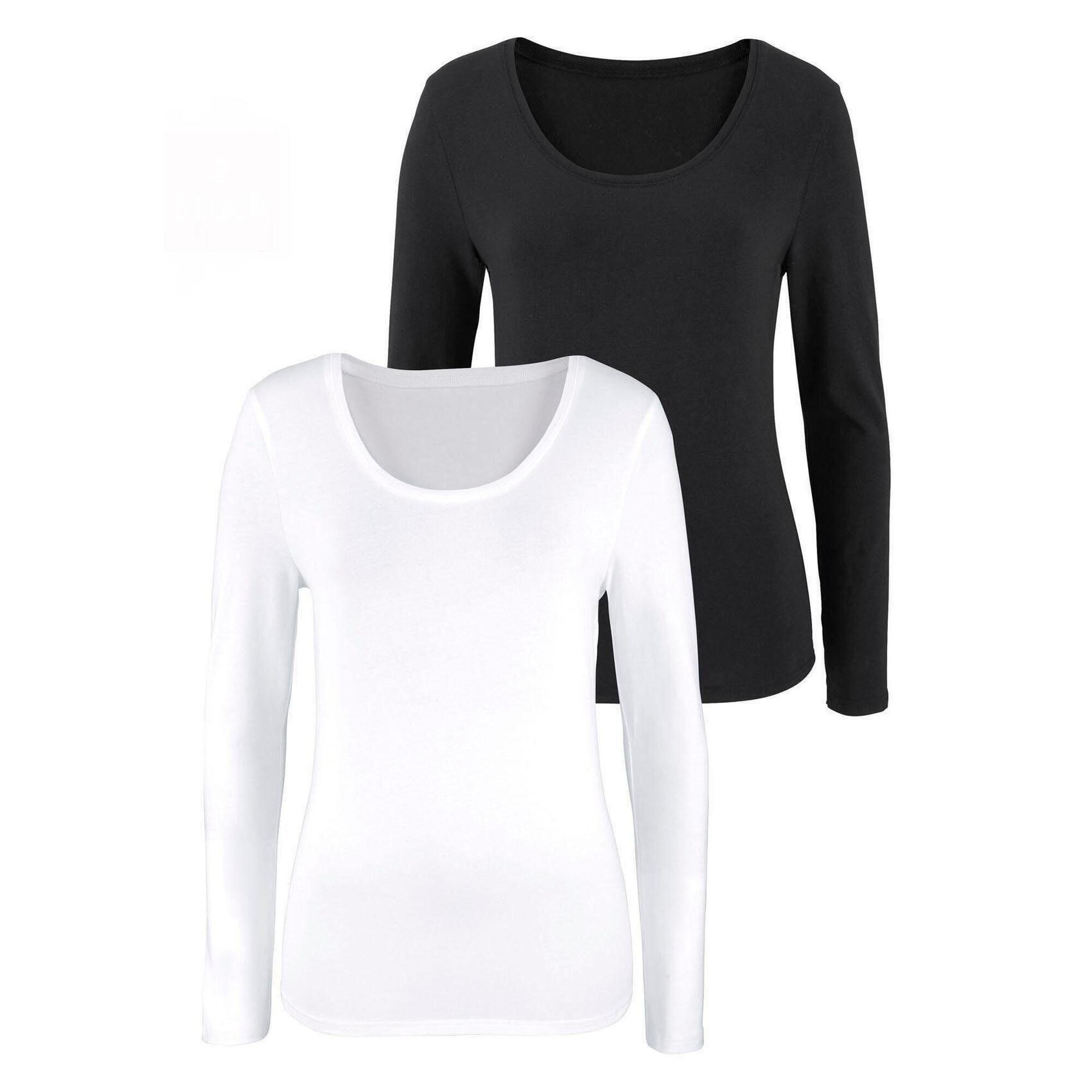 Damen Vivance Langarmshirts (2 Stück) aus Baumwoll-Stretch 2/5