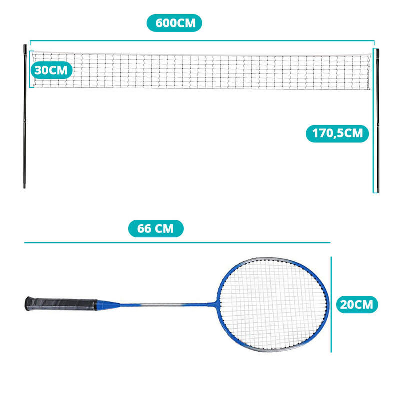 Set badminton, 2 perechi rachete, 3 mingi si plasa