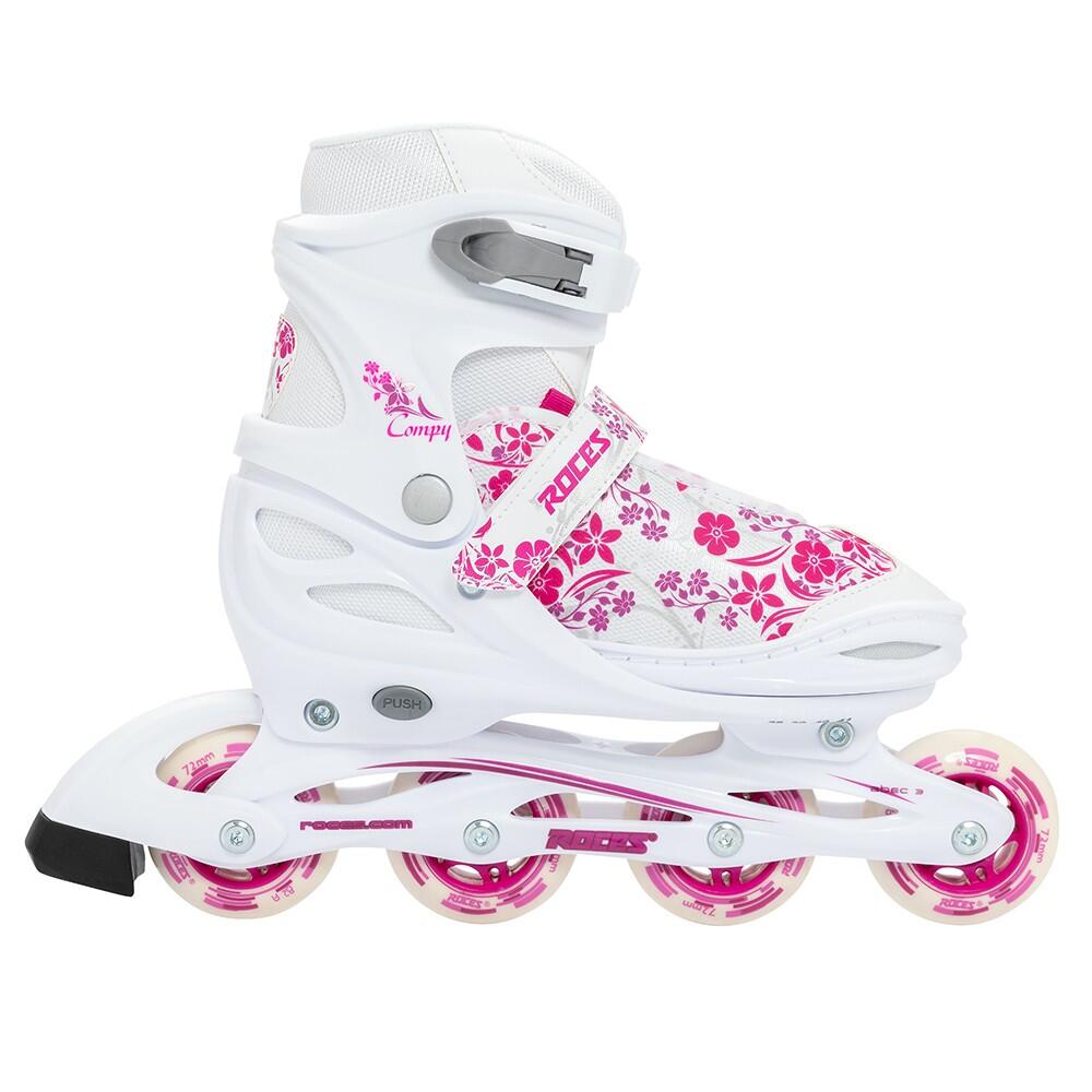 Roces - Rollers - Compy 8.0 - Filles - Ajustable - Blanc - Rose - Rollers En Ligne - Blanc - 26/29 - Decathlon