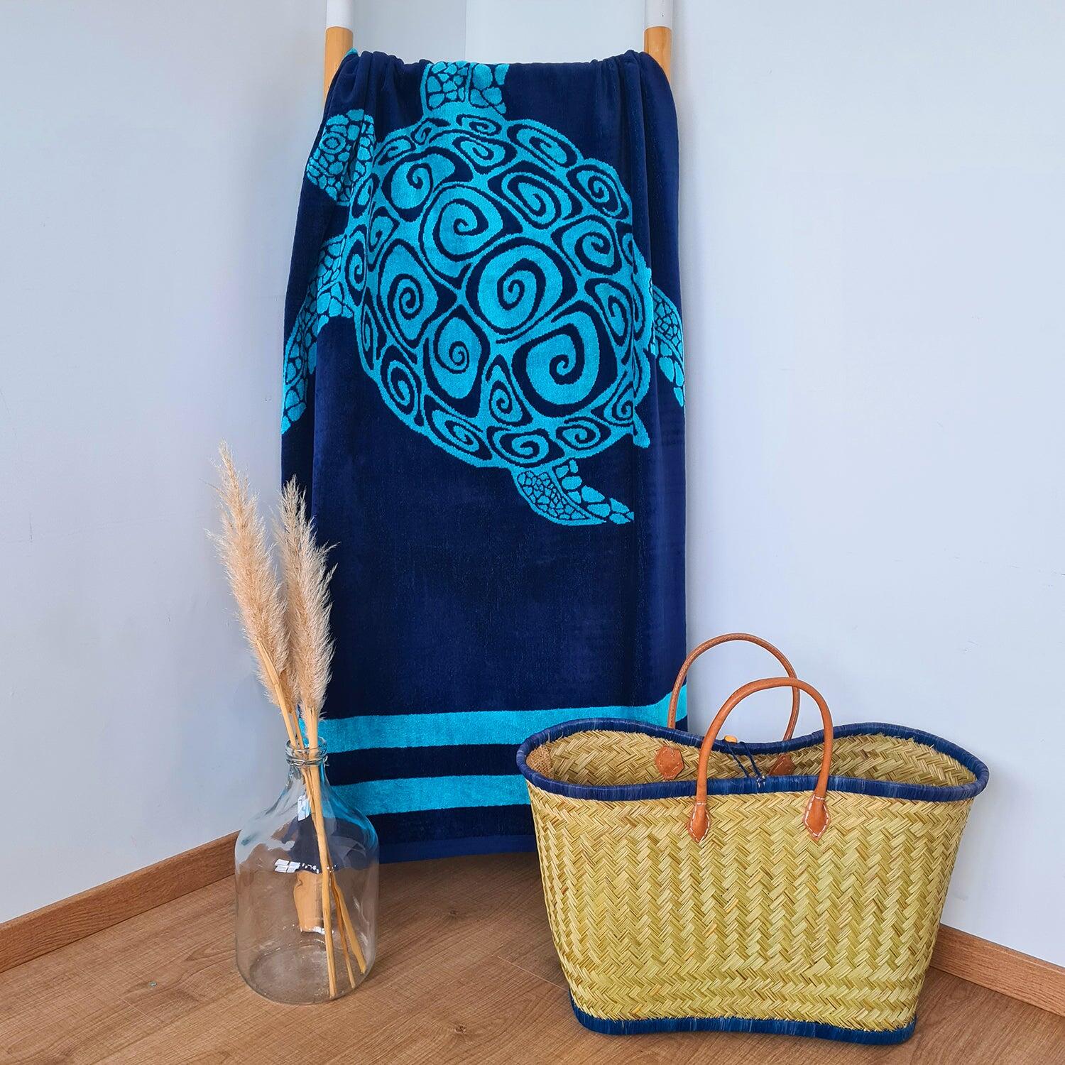 Serviette de plage éponge velours Jacquard - Pavlos - 90x170cm - 400g/m² 2/3