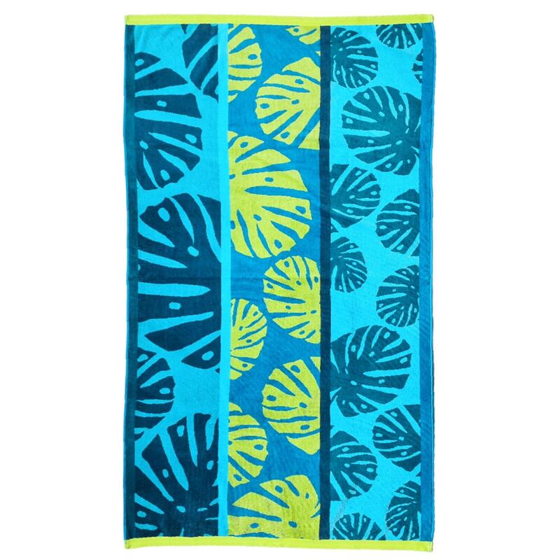 Strandtuch Frottee Velours Jacquard Monstera 90x170 400g/m²