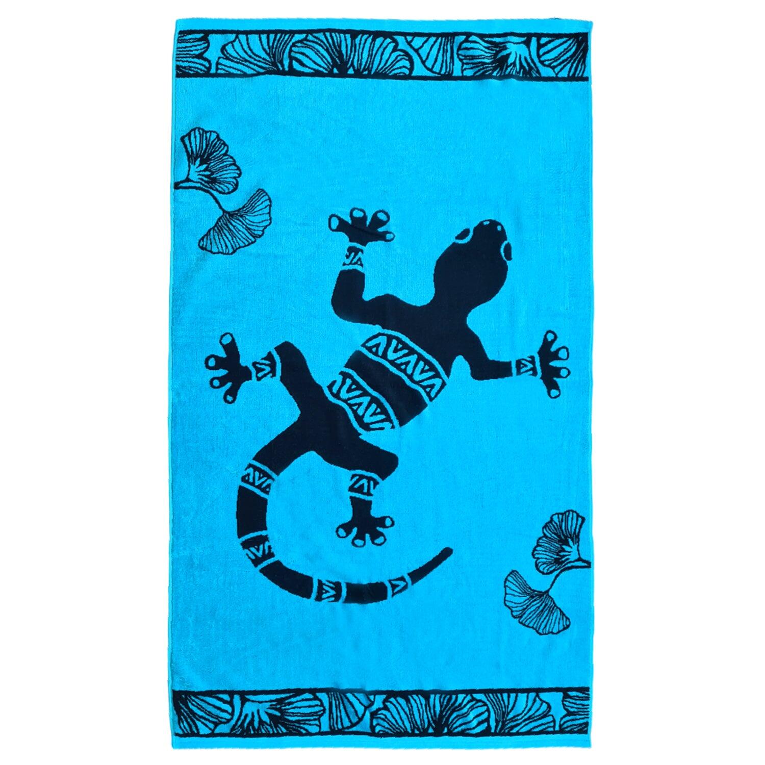 LE COMPTOIR DE LA PLAGE Strandlaken Badstof Velours Jacquard Blauw 90x170 400g/m² - Bradford