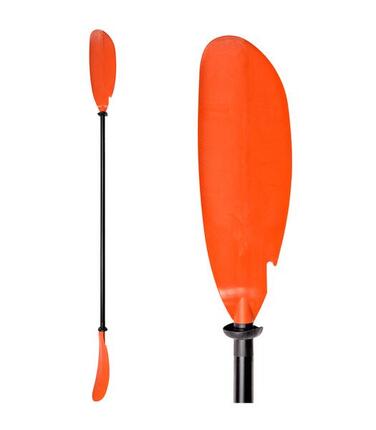 Pagaie kayak aluminium monobloc 220 cm orange – asymétrique 50° – rigidité max