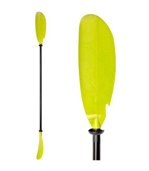 Pagaie kayak aluminium monobloc 220 cm vert fluo – asymétrique 50° – rigide