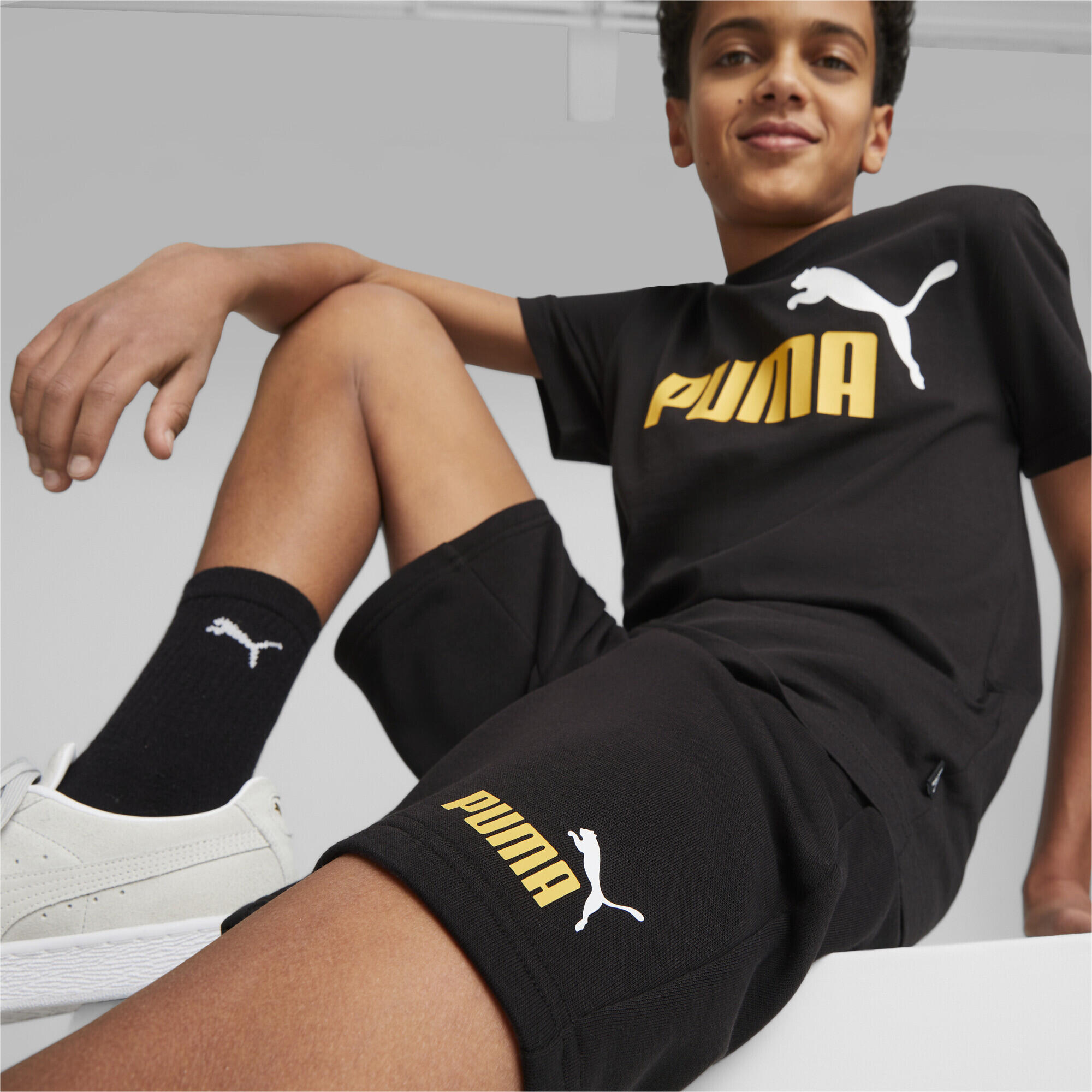 Shorts Essentials+ Two-Tone da ragazzi PUMA Black Mustard Seed 4/6