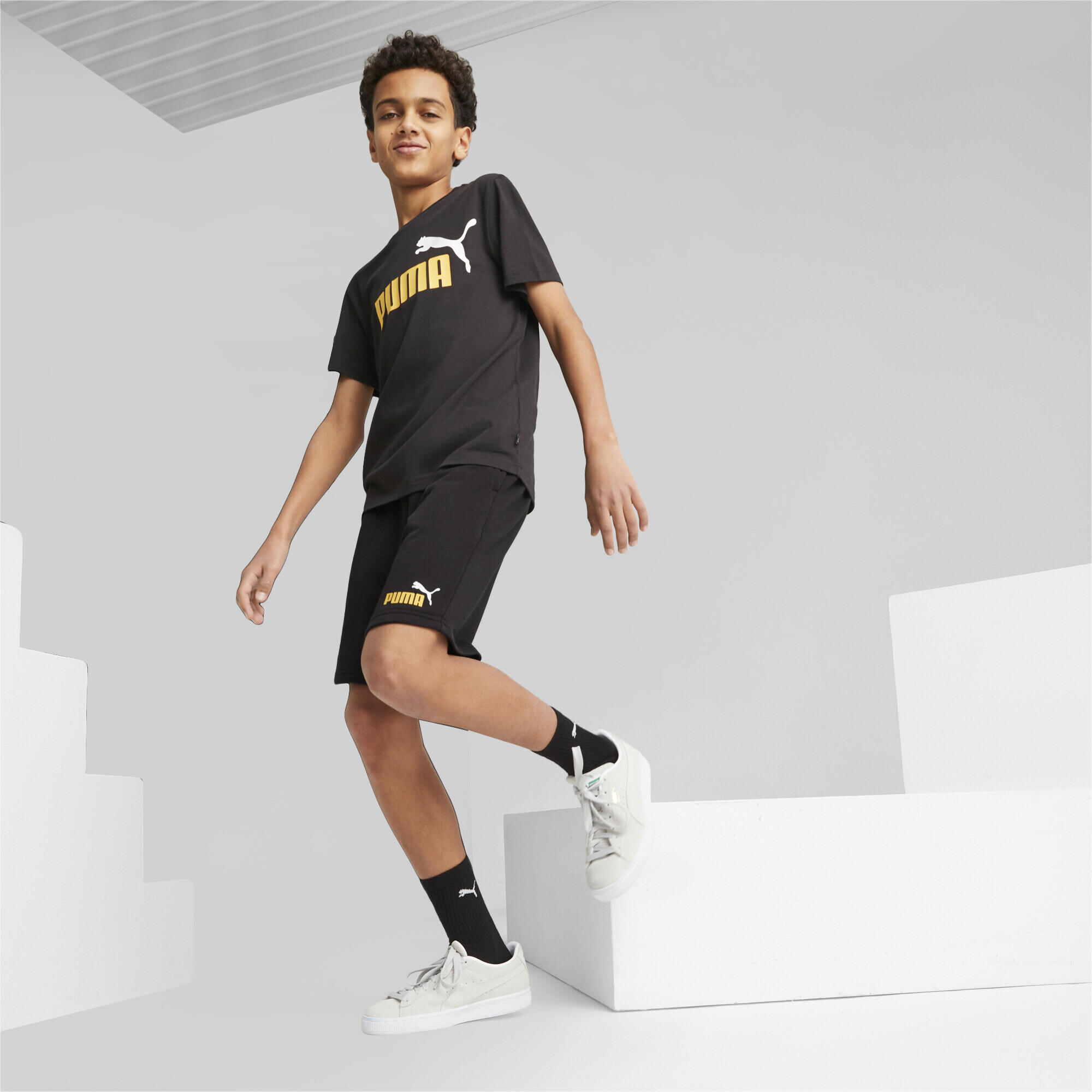 Shorts Essentials+ Two-Tone da ragazzi PUMA Black Mustard Seed 5/6