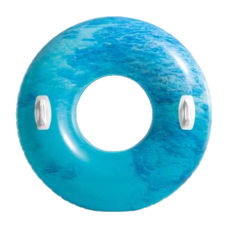 Adult Inflatable Wave Pattern Swim Ring 45'' with handles - BLUE
