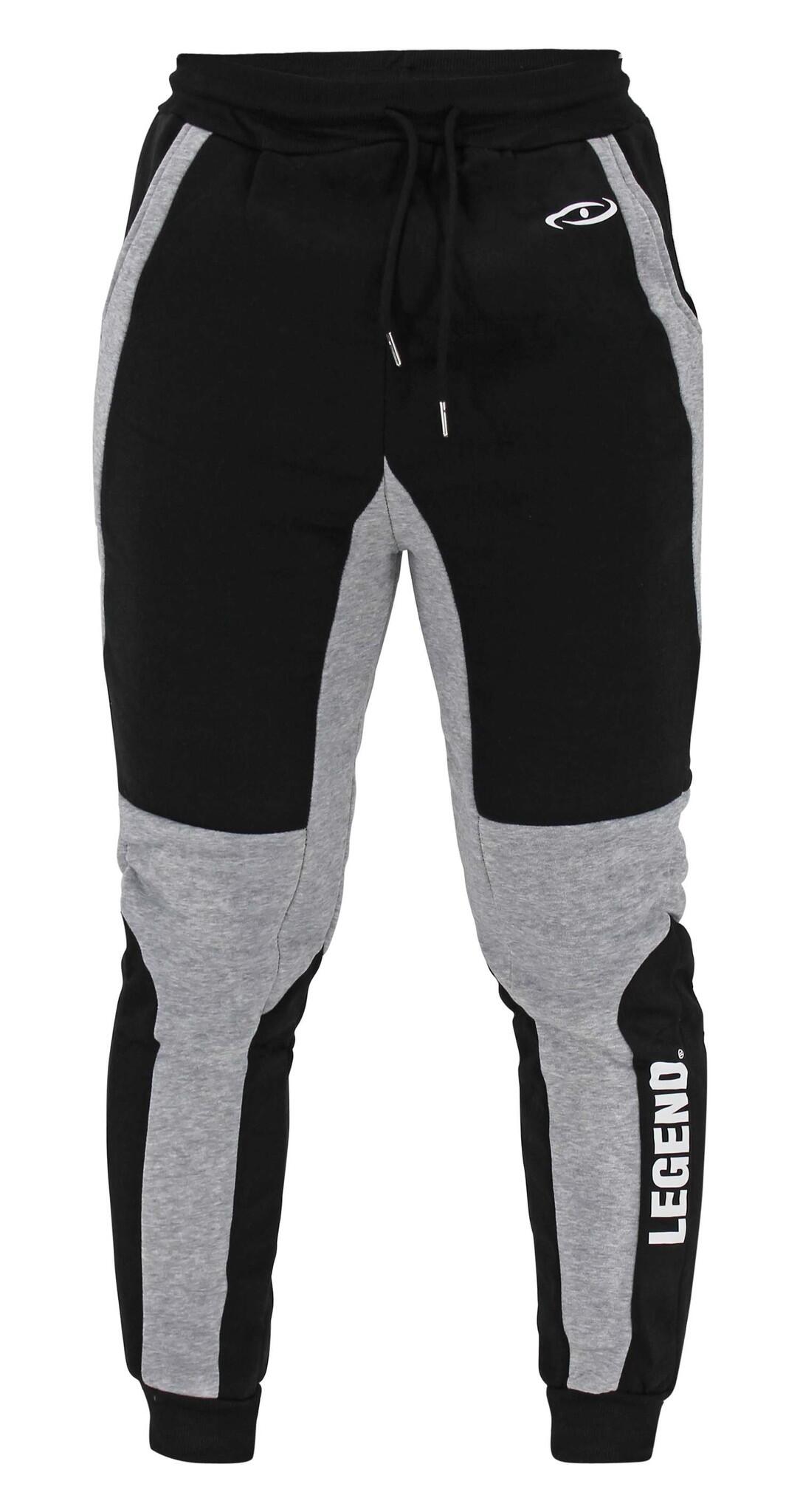 Joggingsbroek dames/heren zwart grijs fleece 1/5