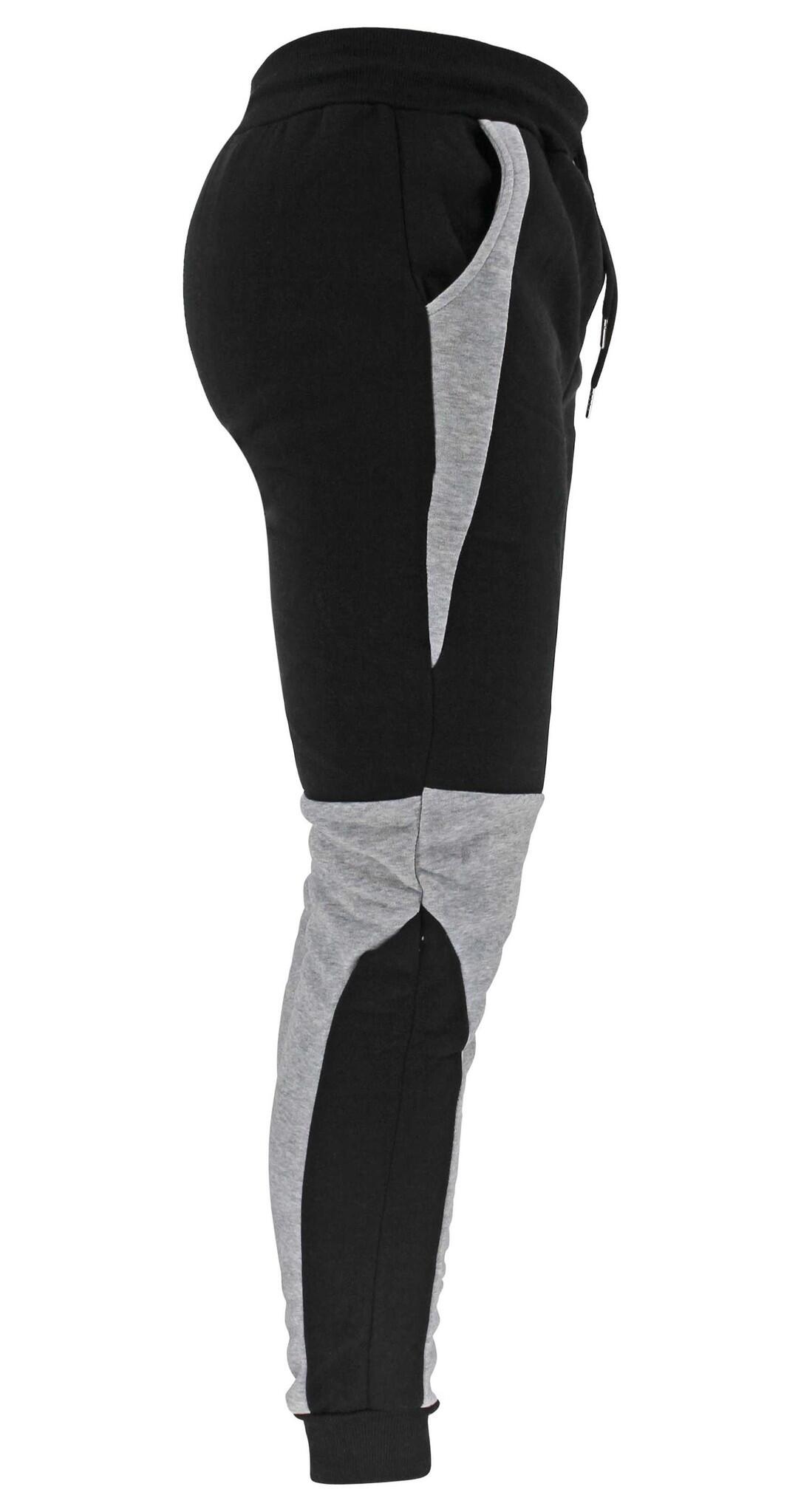 Joggingsbroek dames/heren zwart grijs fleece 3/5