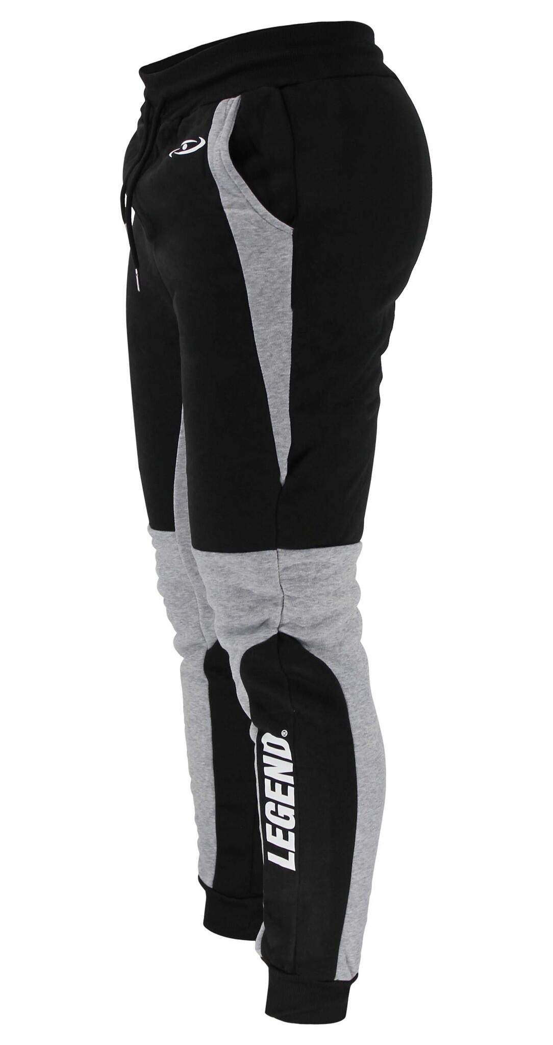 Joggingsbroek dames/heren zwart grijs fleece 5/5