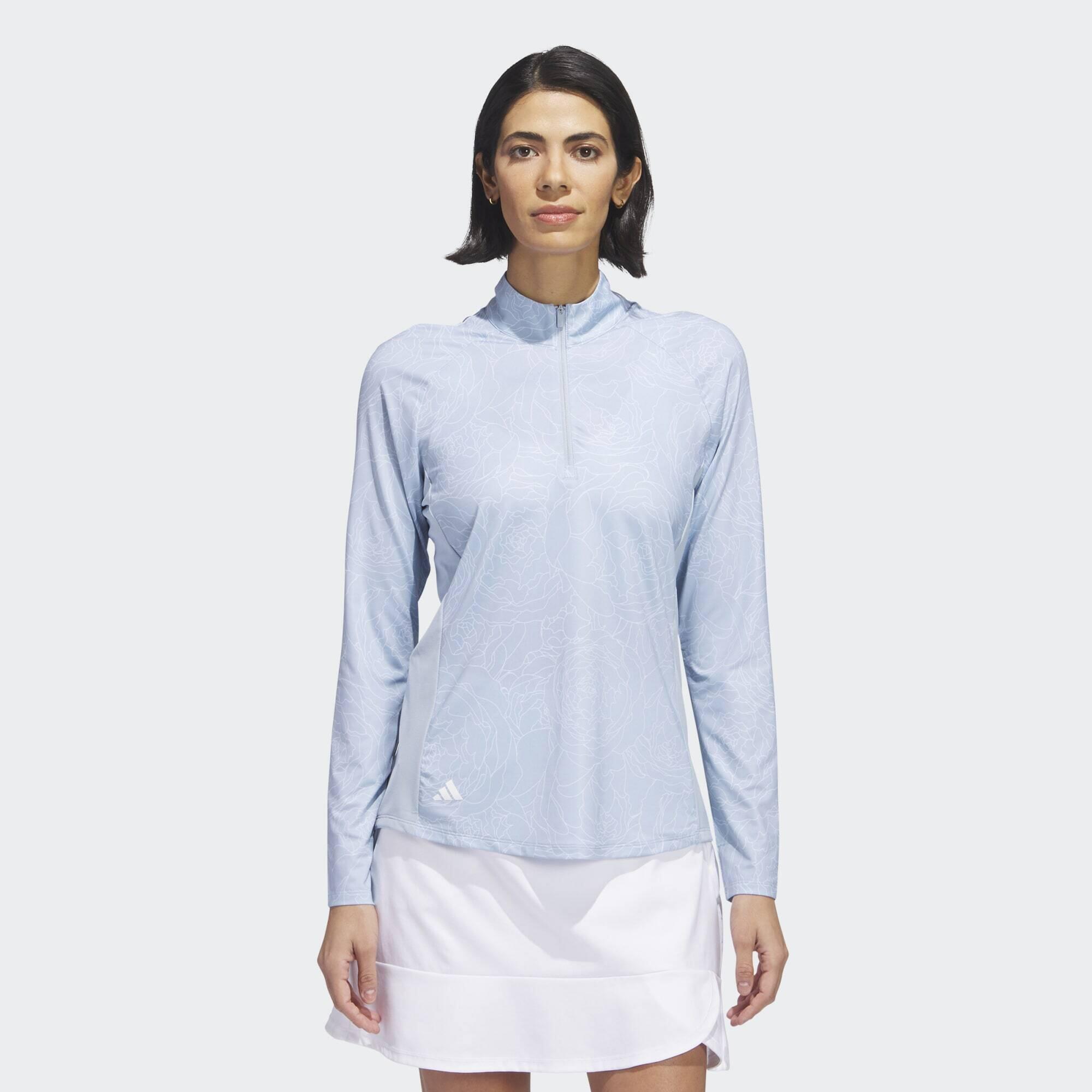 ADIDAS Essentials Long Sleeve Printed Mock Polo Shirt