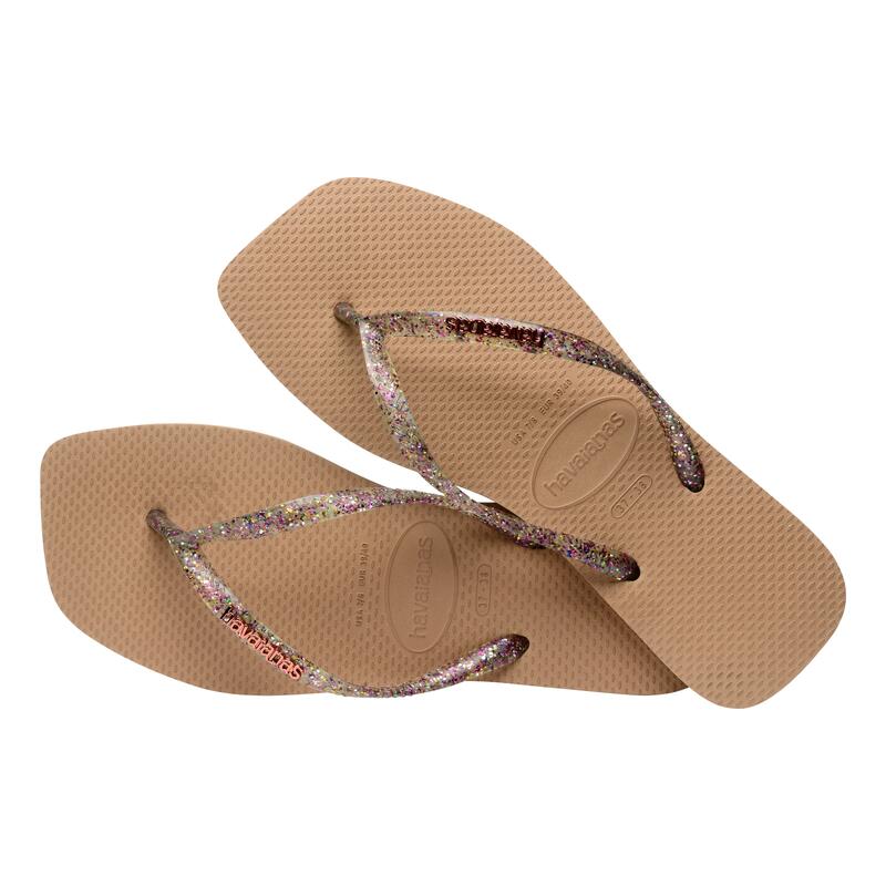 Tong à Enfiler Havaianas Slim Square Logo Metallique - Femme