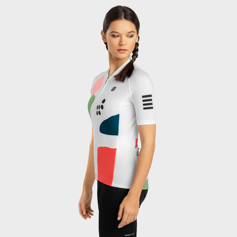 Kurzärmeliges Trikot Radsport SIROKO M2 Tulpen Weiß Damen