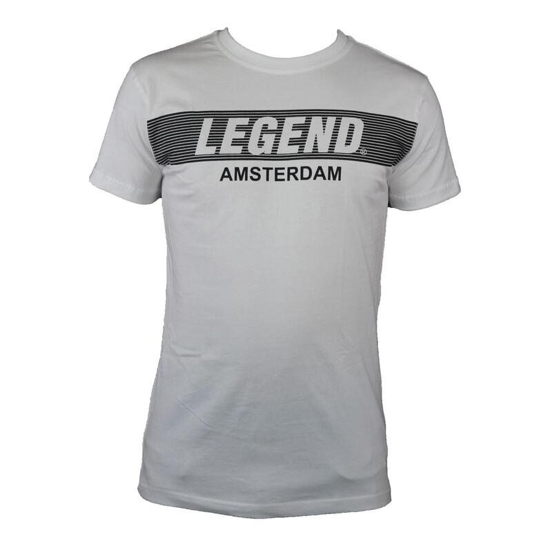 t-shirt Amsterdam Kids/Volwassenen Wit 100% Bio Katoen Fitness en Hardlopen