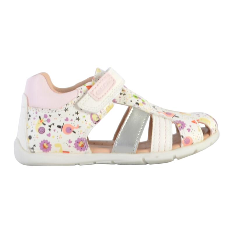 Sandales Geox Bébé Fille Elthan Girl - Cuir, Semelle Caoutchouc, Scratch