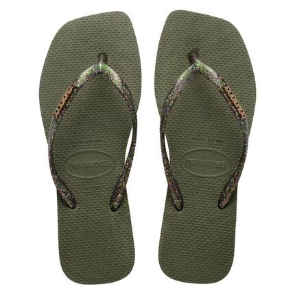Chanclas Havaianas Kaki Mujer Logo Cuadrado