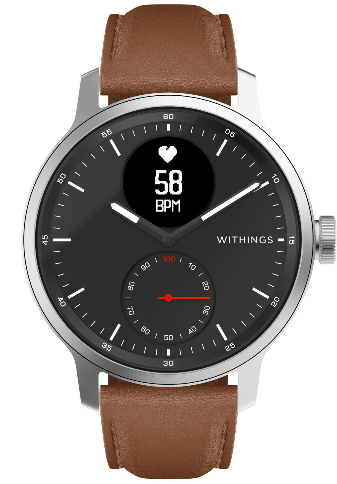 Pulseira de cabedal 20mm para relógio Withings Castanho 3/4