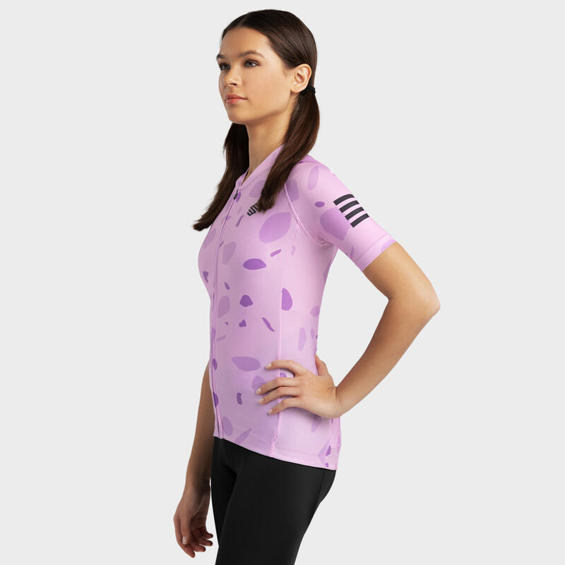 Shirt korte mouw Wielrennen SIROKO M2 Bloomer Lavendel Dames