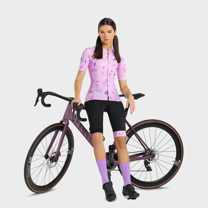 Kurzärmeliges Trikot Radsport SIROKO M2 Bloomer Lavendel Damen