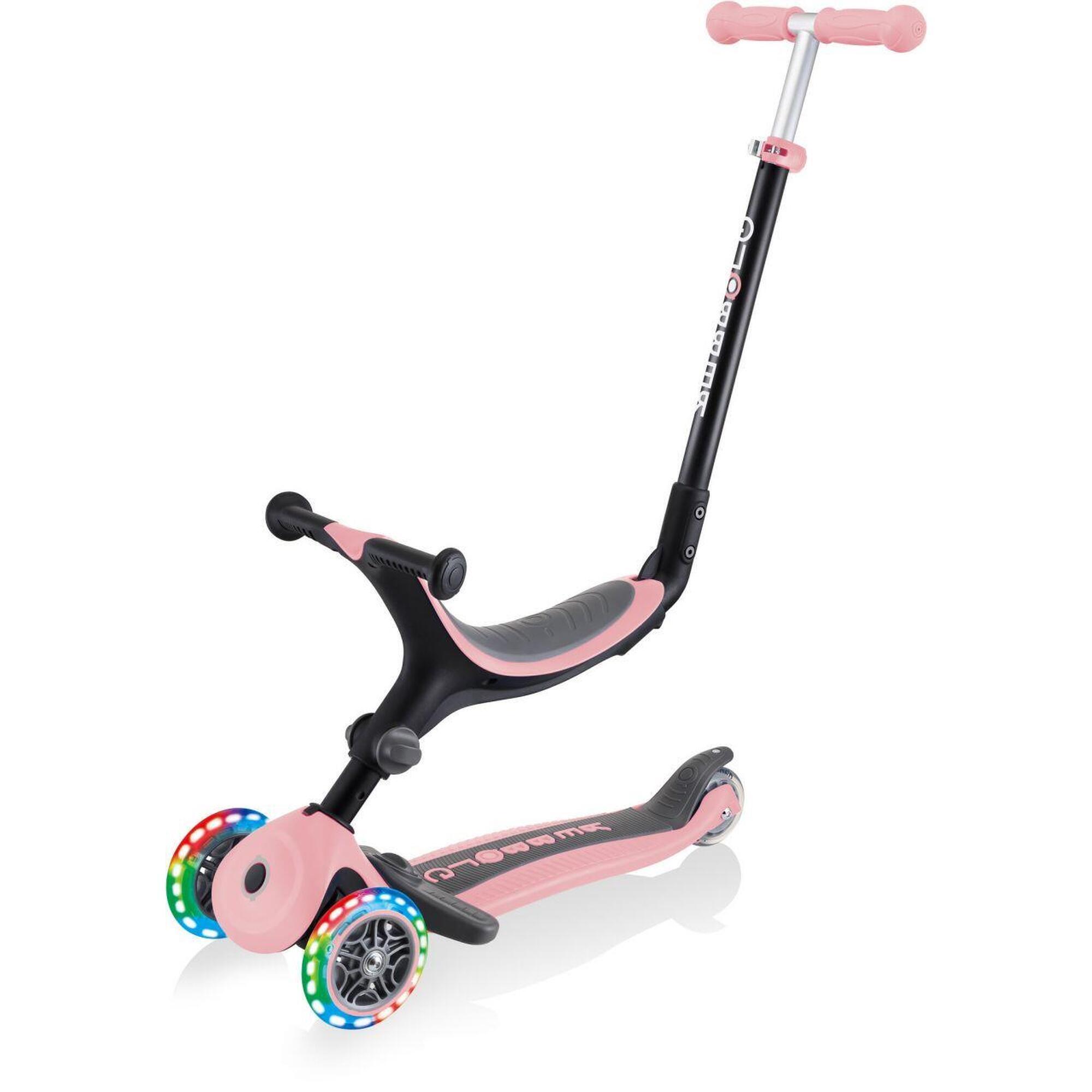 GLOBBER Scooter Laufrad / Dreirad  GO UP Foldable Plus Lights  Pastel pink