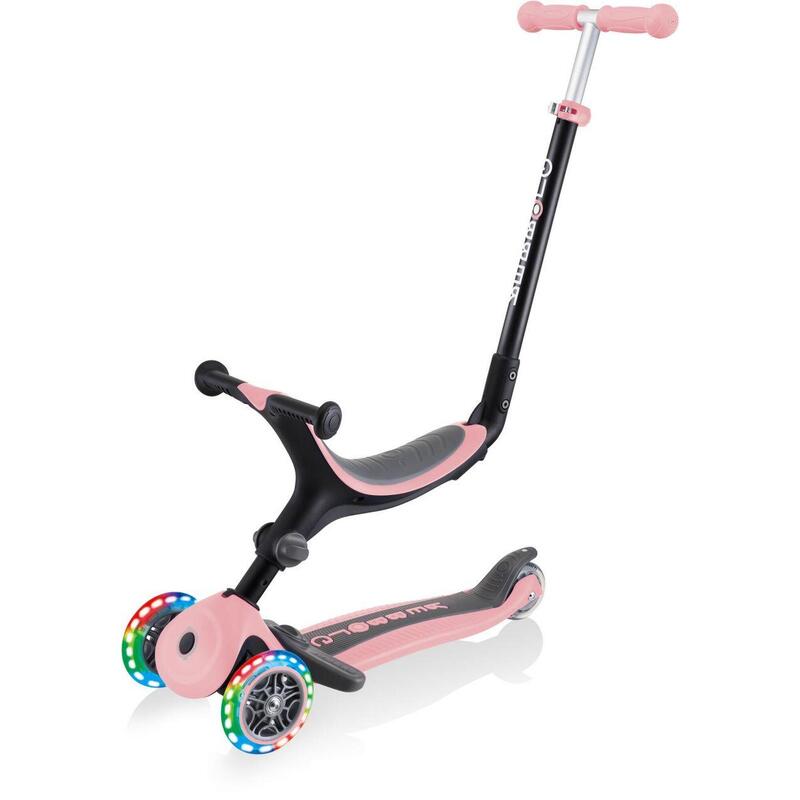 Go up Foldable scooter pour enfants "4 in 1" avec des lumières en rose pastel