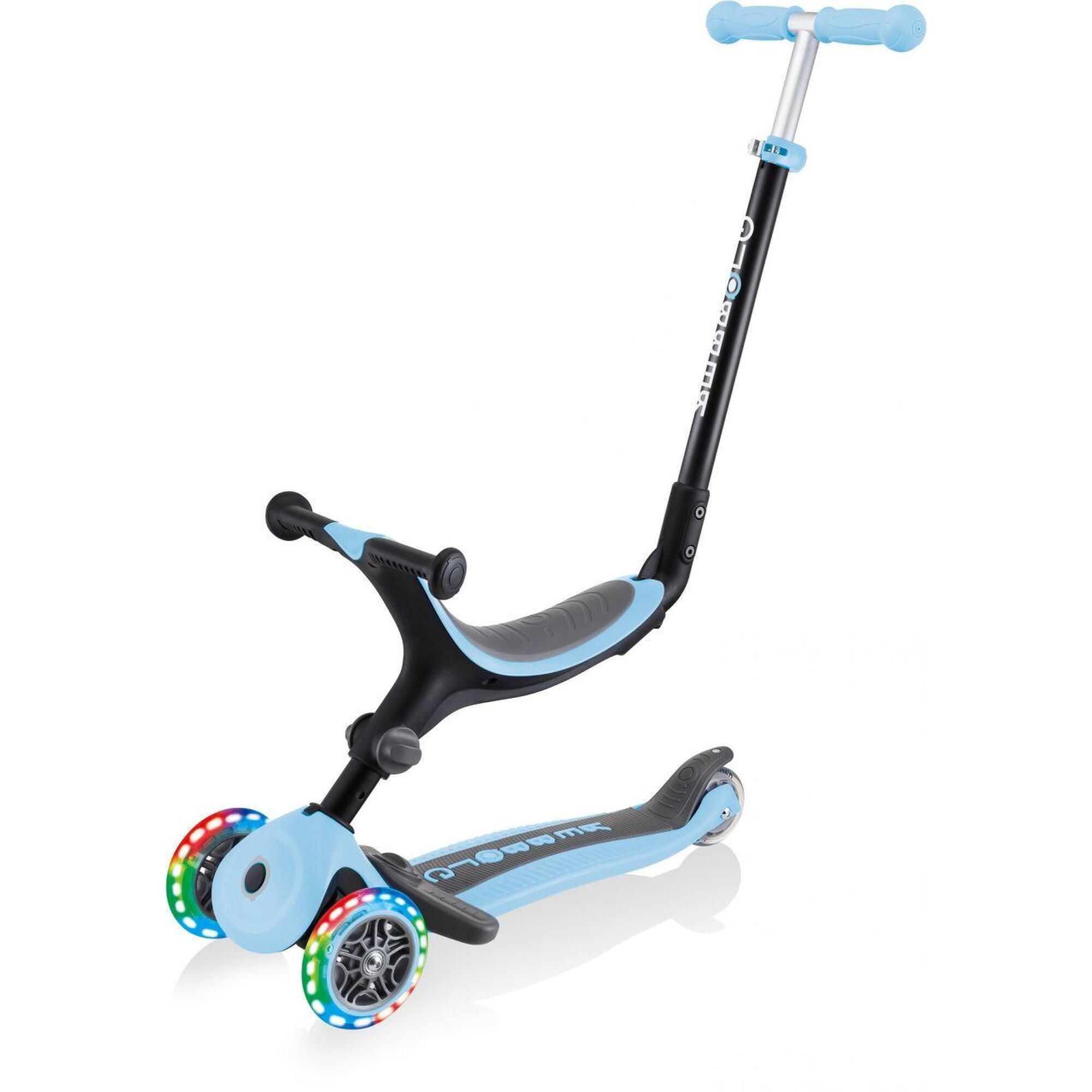 GLOBBER Scooter Laufrad / Dreirad  GO UP Foldable Plus Lights  Pastel blau