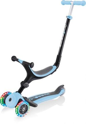 Go up Foldable scooter pour enfants "4 in 1" avec des lumières en bleu pastel