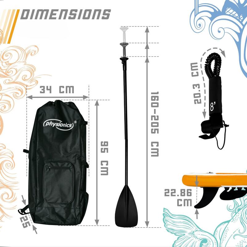 Physionics Opblaasbaar Sup Board 305 cm Complete Set Watersport